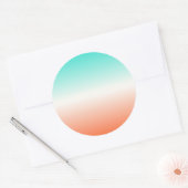 コーラルホワイトとターコイズトリコラグラデーションー ラウンドシール (封筒)