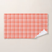 コーラルホワイトのチェック柄 ハンドタオル (ハンドタオル)