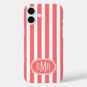 コーラルホワイトのモノグラムストライプ Case-Mate iPhoneケース (裏面)