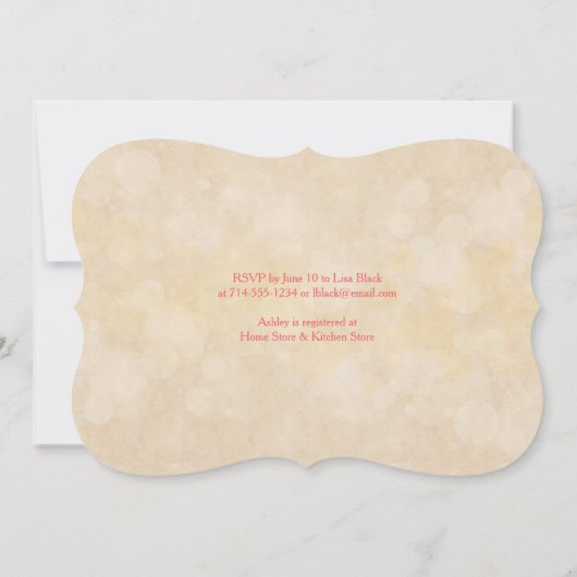 コーラルホワイトイエローデイジーブライダルシャワー招待 招待状 (裏面)