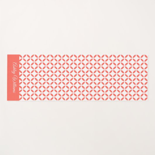 コーラルホワイトサークルの幾何学的パターン名 ヨガマット (正面(横))