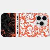コーラルホワイトブラックパーソナライズされたダマスクiPhoneスキン Case-Mate iPhoneケース (裏面 (横))