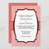 コーラルホワイトヘリンボーン結婚式招待状 招待状 (正面/裏面)