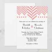 コーラルホワイトヘリンボーン結婚式招待状 招待状 (正面/裏面)