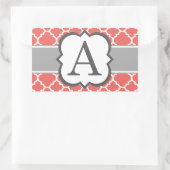 コーラルホワイトモノグラムレターAクローバー 長方形シール (バッグ)