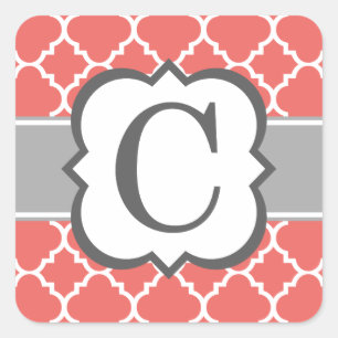 コーラルホワイトモノグラムレターCクローバー スクエアシール