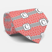 コーラルホワイトモノグラムレターCクローバー ネクタイ (ロール)