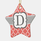 コーラルホワイトモノグラムレターDクローバー セラミックオーナメント (左)