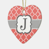 コーラルホワイトモノグラムレターJクローバー セラミックオーナメント (左)