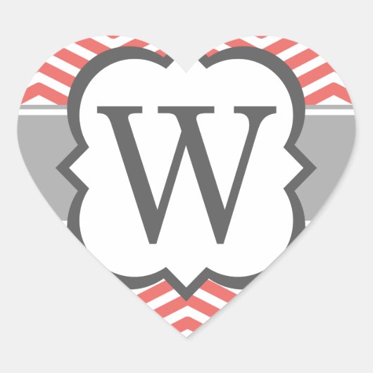 コーラルホワイトモノグラム文字Wシェブロン ハートシール (正面)