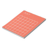 コーラルホワイト未加工7月カレンダープランナー ノートパッド (回転)