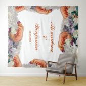 コーラルホワイト フラワー ウェディング フォト バックドロップ タペストリー (インサイチュ(横))