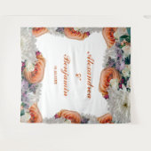 コーラルホワイト フラワー ウェディング フォト バックドロップ タペストリー (正面(横))