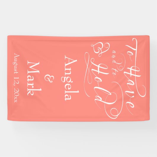 コーラルホワパーソナライズされたイ結婚トの旗 横断幕 (横)