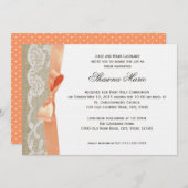 コーラルボウとBurlap First Communion 招待状 (正面/裏面)