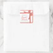 コーラルボウ&ホワイトドットブライダルシャワー スクエアシール (バッグ)