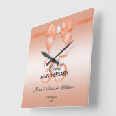 コーラルボウ&リボン35結婚周年記念 スクエア壁時計 (傾斜)