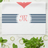 コーラルボ航海のートいかり装飾ブルーストライプズ キッチンタオル (折り畳み)