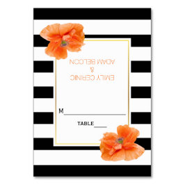 コーラルポピーストライプズと結婚エスコート テーブルナンバー