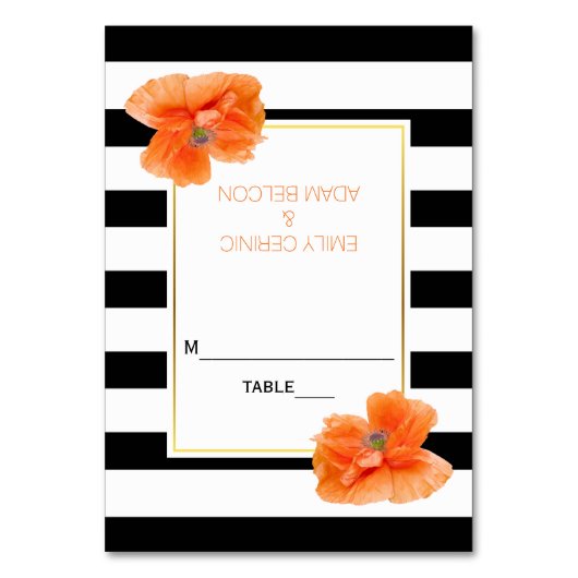 コーラルポピーストライプズと結婚エスコート テーブルナンバー (正面)