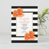 コーラルポピー、白黒ストライプフローラ結婚ズ 招待状 (スタンド正面)