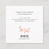 コーラルマグノリアリースモノグラムソーシャルメディアのアイコン スクエア名刺 (裏面)