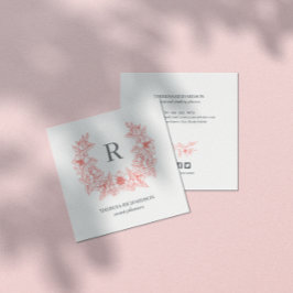 コーラルマグノリアリースモノグラムソーシャルメディアのアイコン スクエア名刺