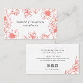 コーラルマグノリアヴィンテージハンドソーシャルメデ絵を描ィア 名刺 (正面/裏面)