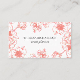 コーラルマグノリアヴィンテージハンドソーシャルメデ絵を描ィア 名刺