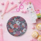 コーラルマゼンタ&ブルージニアスフローラ ペーパープレート (パーティー)