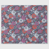 コーラルマゼンタ&ブルージニアスフローラ ラッピングペーパー (フラット)