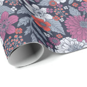 コーラルマゼンタ&ブルージニアスフローラ ラッピングペーパー (ロールコーナー)