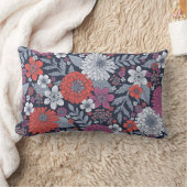 コーラルマゼンタ&ブルージニアスフローラ ランバークッション (ブランケット)