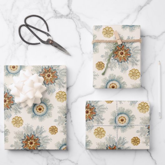 コーラルマンダラパターン ラッピングペーパーシート (正面)