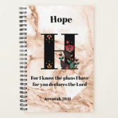 コーラルマーブルグリッターHモノグラカスタムム引用文/名前 プランナー手帳 (正面)