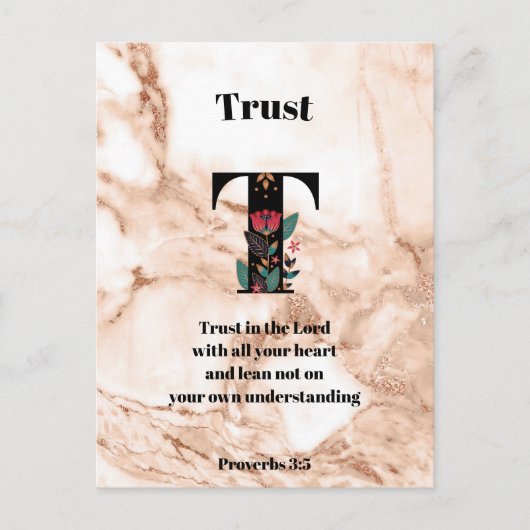 コーラルマーブルートモノグラムパーソナライズされた聖なる書物、 経典 ポストカード (正面)