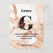 コーラルマーブルGモノグラムパーソナライズされた聖なる書物、 経典 ポストカード (正面)