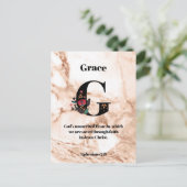 コーラルマーブルGモノグラムパーソナライズされた聖なる書物、 経典 ポストカード (スタンド正面)