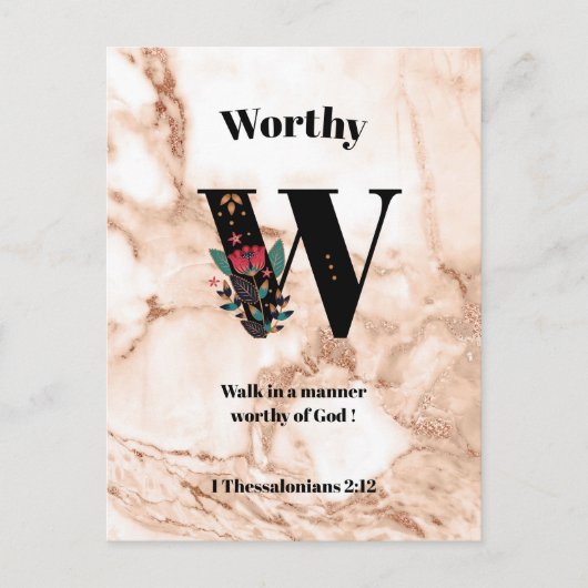 コーラルマーブルWモノグラムパーソナライズされた聖なる書物、 経典 ポストカード (正面)