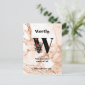 コーラルマーブルWモノグラムパーソナライズされた聖なる書物、 経典 ポストカード (スタンド正面)