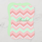 コーラルミッモダントシェブロンブライダルシャワー 招待状 (正面/裏面)