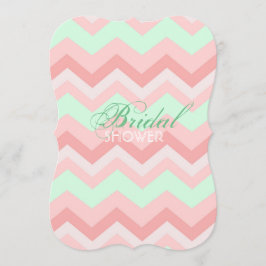 コーラルミッモダントシェブロンブライダルシャワー 招待状