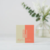 コーラルミニマモダンリスト2トーンジャイアントイニシャル スクエア名刺 (スタンド正面)