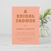 コーラルミニマルブラウンウェスタンブライダルシャワー 招待状 (スタンド正面)
