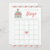 コーラルミントのベイビーシャワービンゴゲーム 招待状 (正面/裏面)