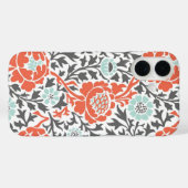 コーラルミントアンドグレーレトロフローラダマスク Case-Mate iPhoneケース (裏面 (横))