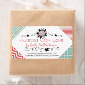 コーラルミントキルティングシームレスフラワーステッチ ラベル (インサイチュ)