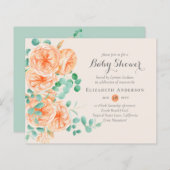 コーラルミントフローラベビーシャワー招待状予算 (正面/裏面)