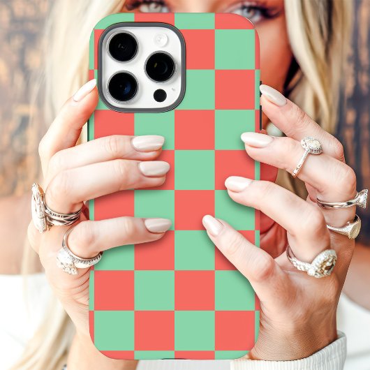 コーラルミント チェックボード Case-Mate iPhoneケース