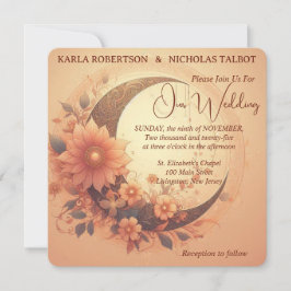 コーラルムーンフラワーフローラ結婚式招待状 招待状